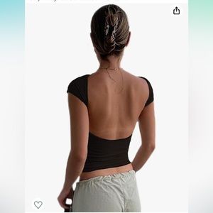 Anotherchill Backless Y2K Solid Casual Short Sleeve Crop Top